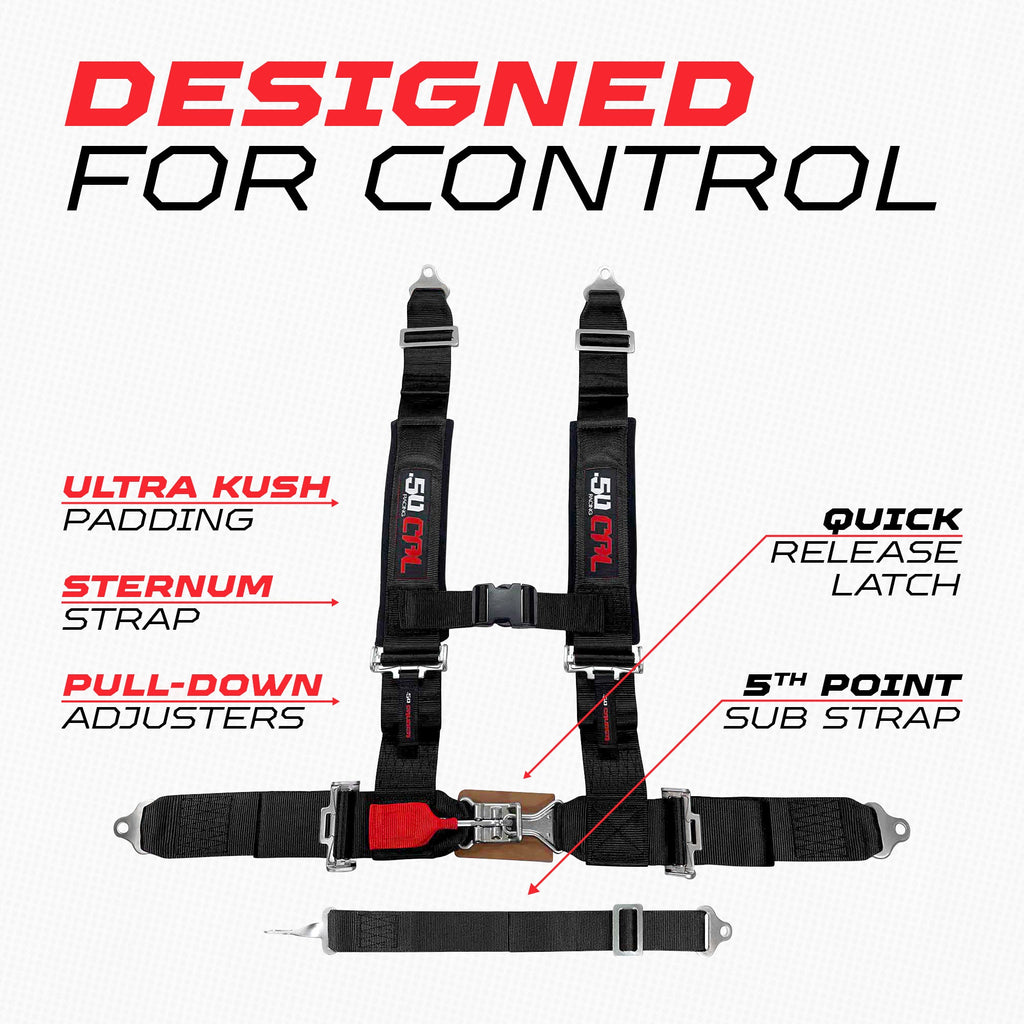 2" 5 Point Racing Harness – Pro Series Race Latch | 50 Caliber Racing