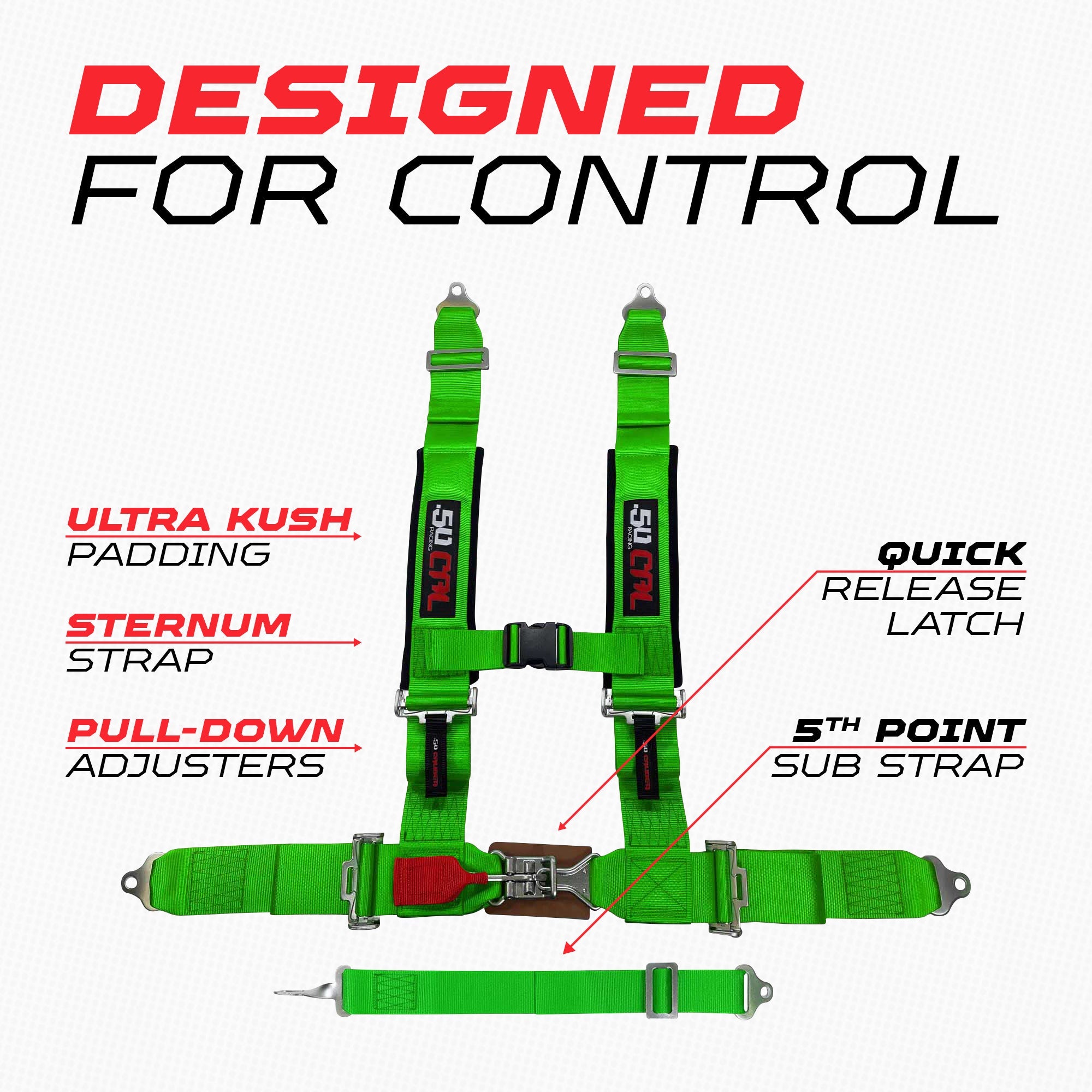 3" 5 Point Racing Harness – Pro Series Race Latch | 50 Caliber Racing