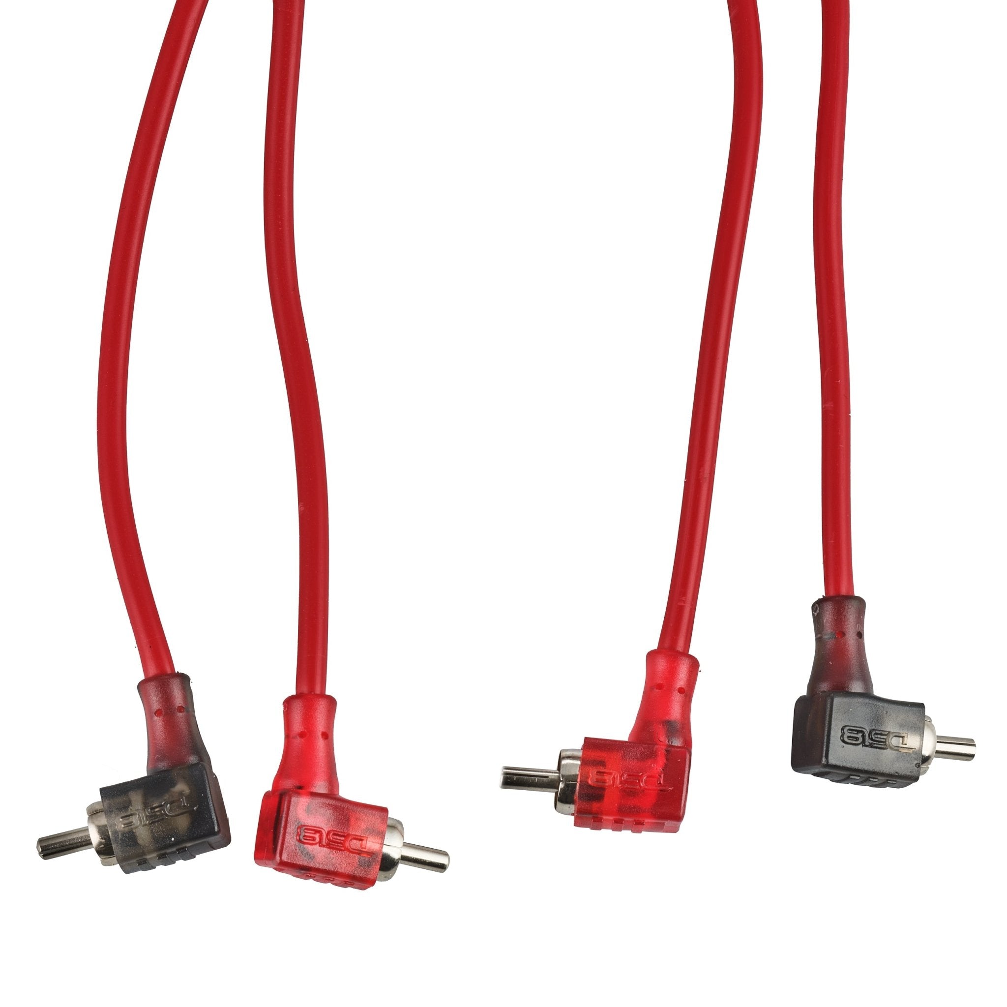 100% OFC Ultra Flex 2-Channel RCA with 90 Degree Ends, Dual Twist Wire, Red Braided Jacket - 20 ft