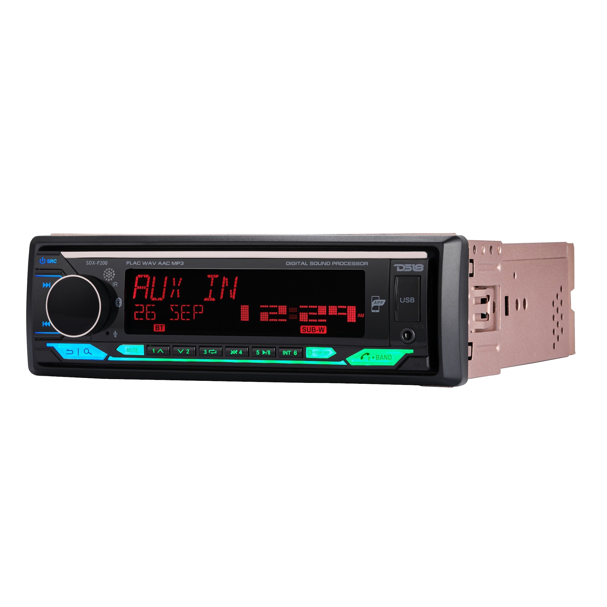 High Power 240 Watts RMS (4 x 60) Digital Media Receiver | Single Din | DSP | APP | Bluetooth Audio and Calling Head Unit | Aux Input | USB | Mechless | AM/FM Radio Receiver | 3V + 3.5V Subwoofer