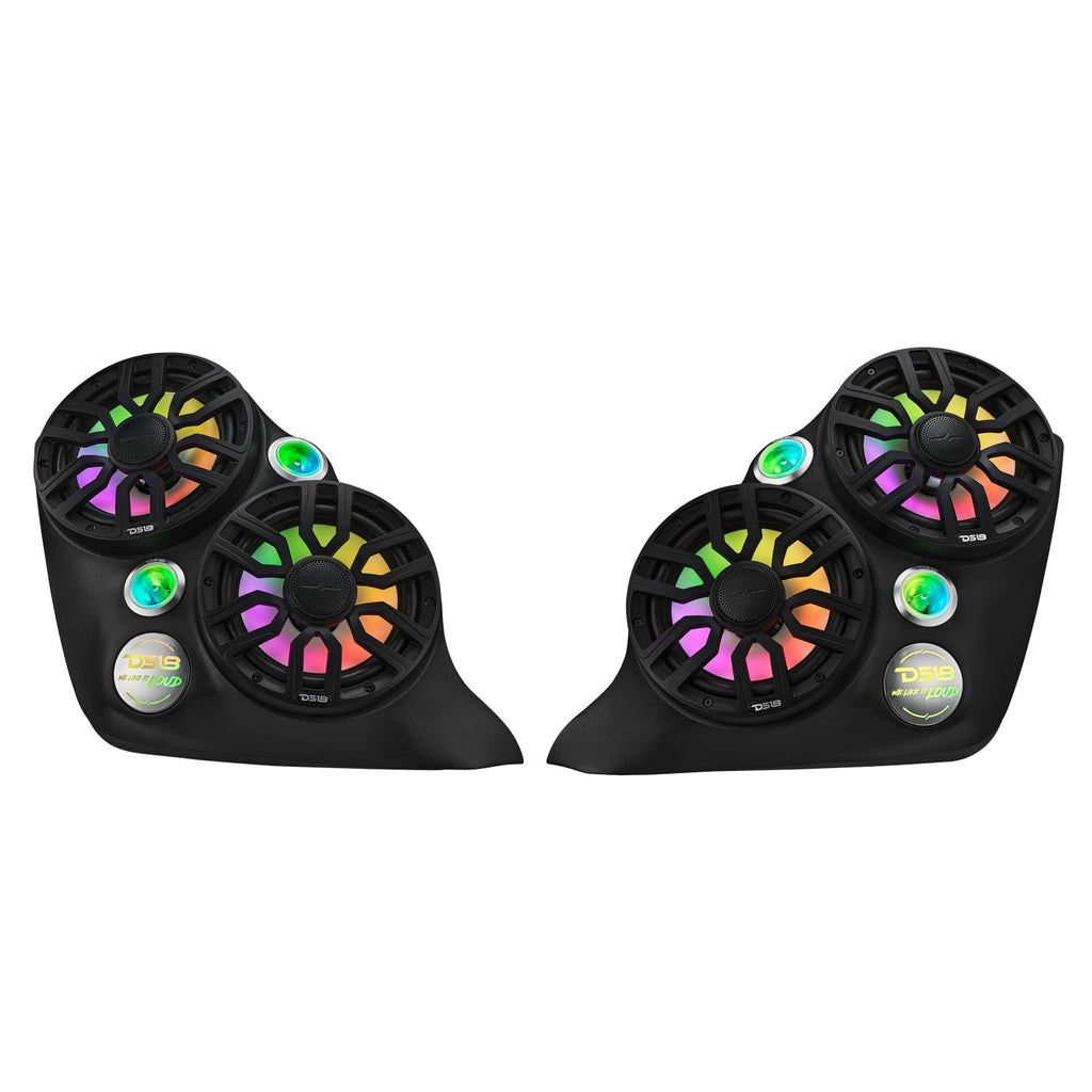 Polaris Slingshot Dual Front Fender 8” Loaded Speaker Pods with Digital LED Lighting