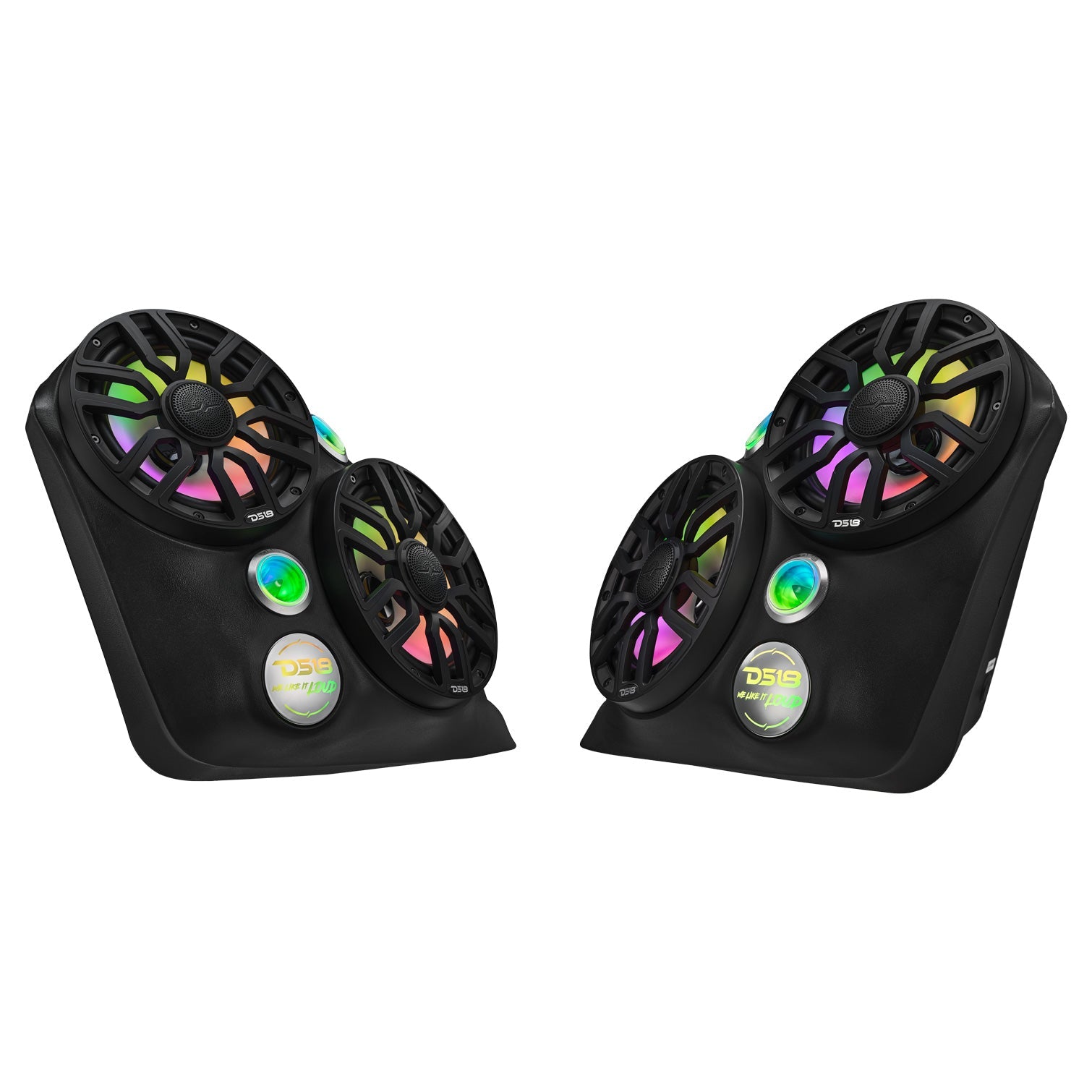 Polaris Slingshot Dual Front Fender 8” Loaded Speaker Pods with Digital LED Lighting