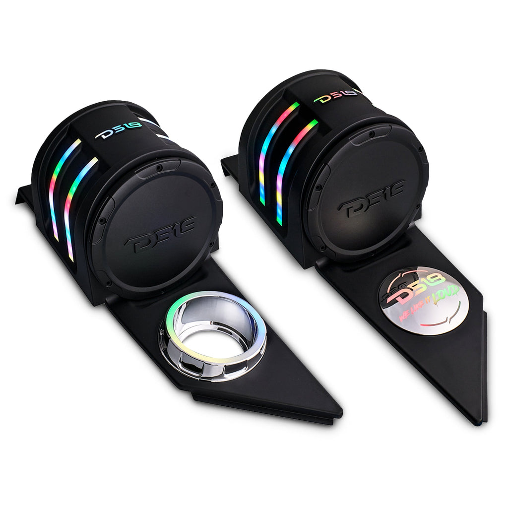 Polaris Slingshot Headrest Empty Enclosure With Digital LED Lights fits 4 x 6.5" Speakers | 2015 - Current
