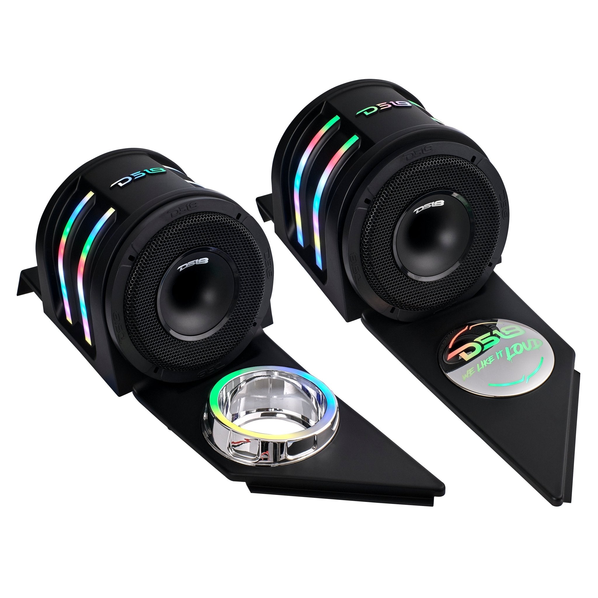 Polaris Slingshot Headrest Empty Enclosure With Digital LED Lights fits 4 x 6.5" Speakers | 2015 - Current
