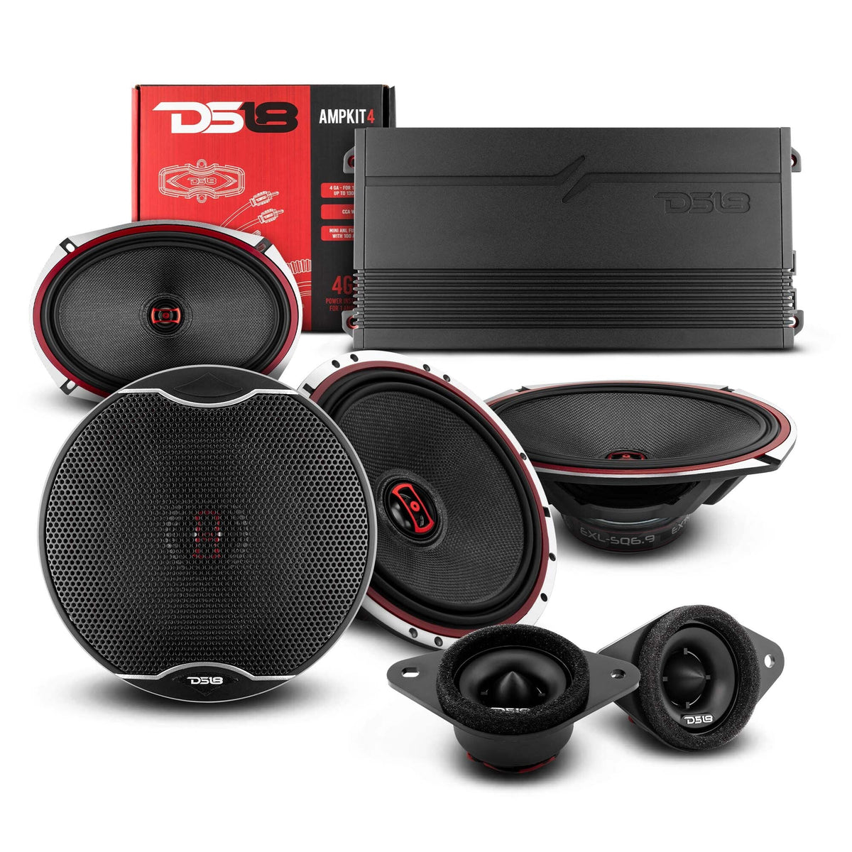 DS18 2005-2021 Toyota Tacoma Double and Access Cab Front and Back Doors Speakers Best Upgrade/Replacement Package 1800 Watts