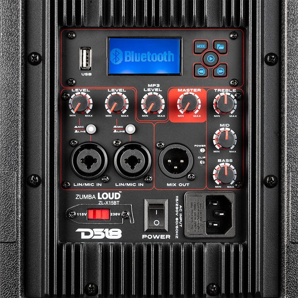 ZUMBA LOUD 15" High-Powered Amplified Professional Speaker System With Bluetooth and TWS 1000 Watts
