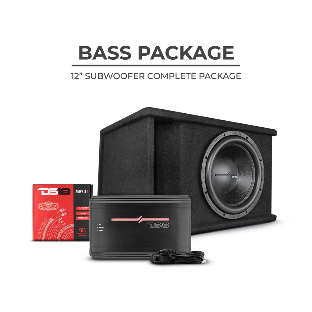 DS18 ZR112LD-PKG Bass Package 12" Subwoofer In a Ported Box With Amplifier and Amplifier Installation Kit - ZR112LD + ZR1000.1D Amp + AMPKIT4
