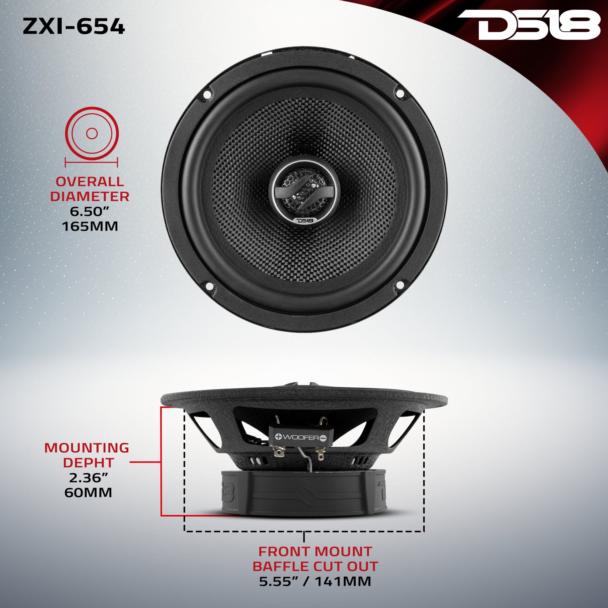 ZXI 6.5" 2-Way Coaxial Speakers with Kevlar Cone | 80W RMS 4-Ohm