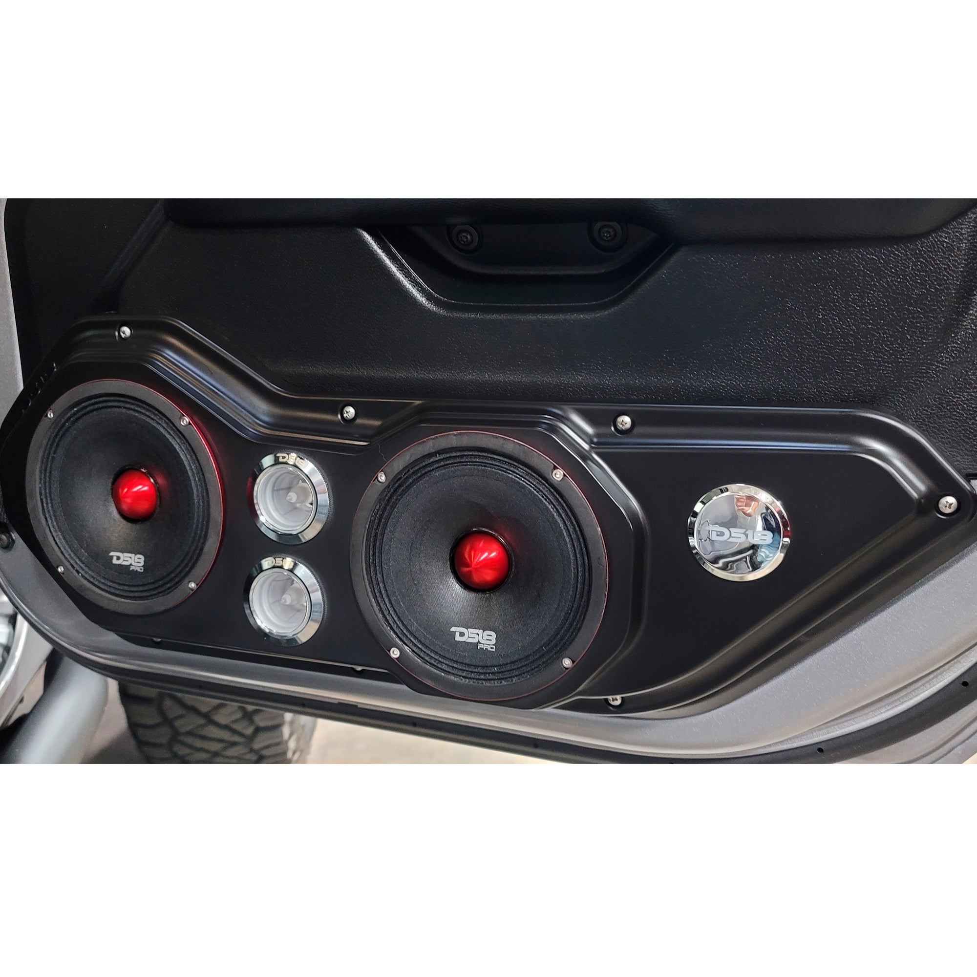 DS18 JL-FD-LR JL/JLU/JT(GLADIATOR) Front Door Panel 2 x 6.5" Speakers + 2 x 1" Tweeters with Custom Bar Handle