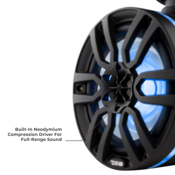 NXL 8" Marine Water Resistant Wakeboard Tower Speakers with Integrated RGB LED Lights 375 Watts