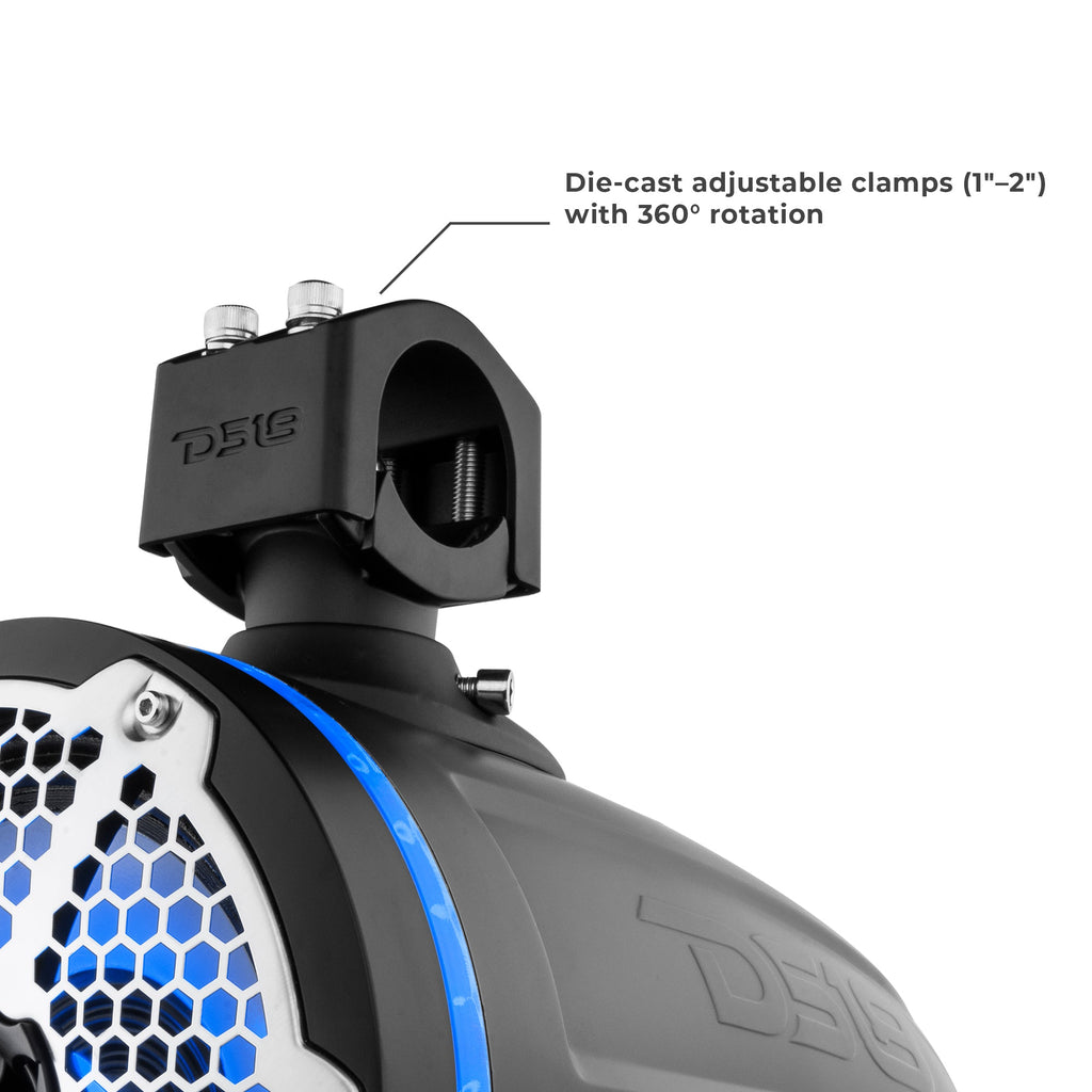 NXL 6.5" Neodymium Marine and Powersports Towers with Built-in Passive Radiator, 1" Driver and LED RGB Lights 150 Watts Rms